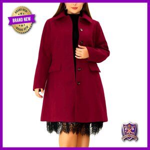 Plus Size Wool Pea Coat Peter Pan Collar Single Breasted Winter Long Coat